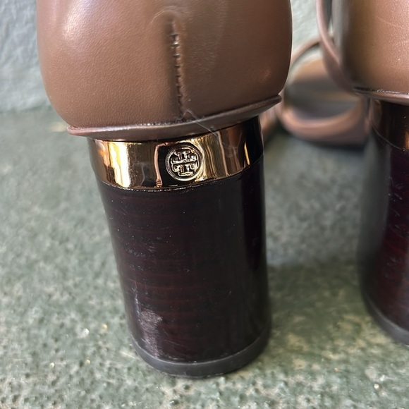 Tory Burch Delany Strappy Heels Open Toe Leather Sandals Block Heel Sz 7 - Picture 5 of 10